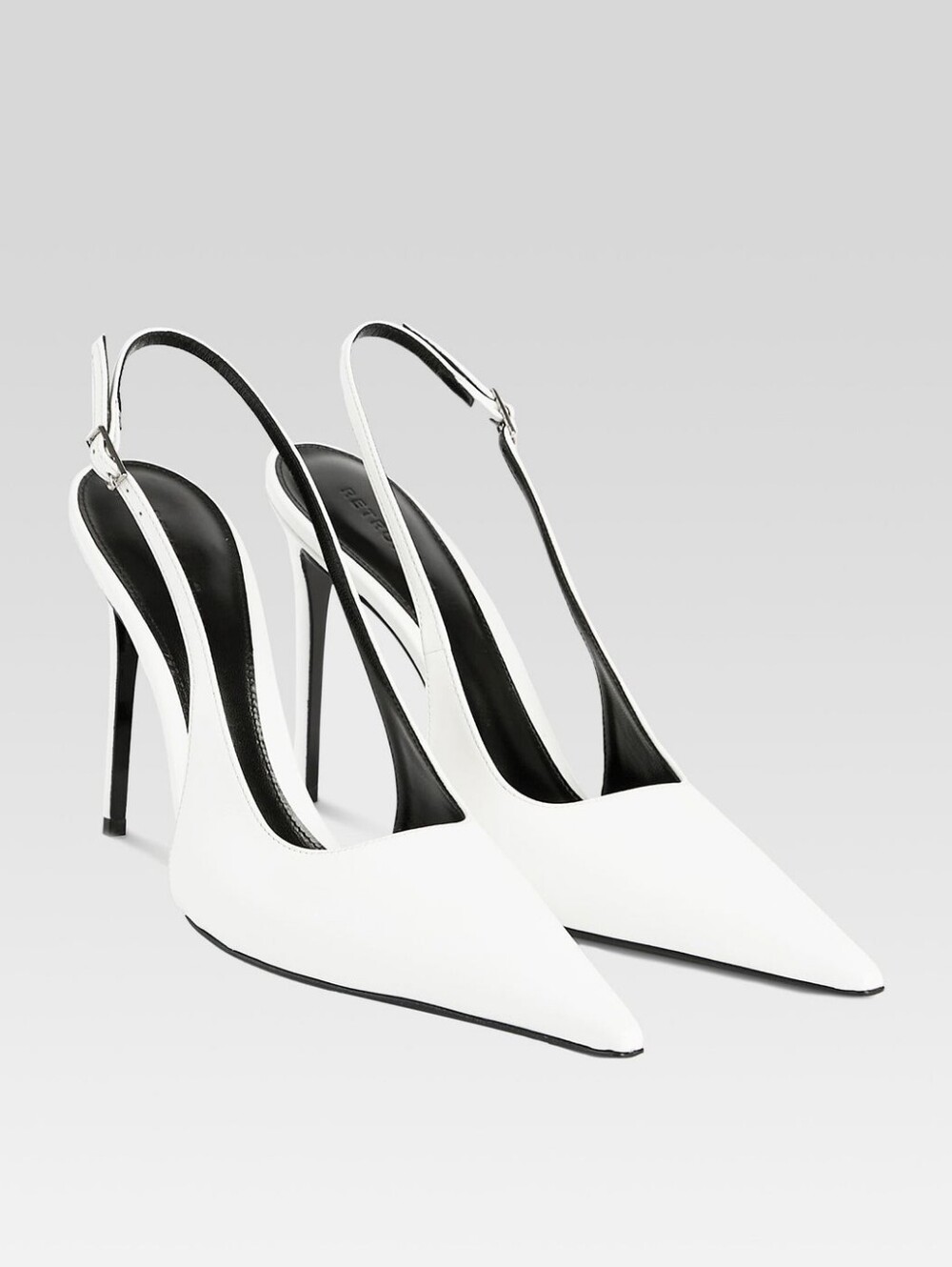 Retrofête Cindy White Pointy Toe Slingback Stiletto Heels Pumps 110mm EU38 7.5 8